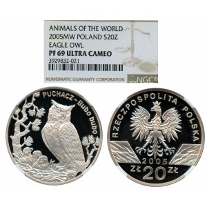 20 złotych 2005, Puchacz - Bubo bubo - NGC PF69 ULTRA CAMEO