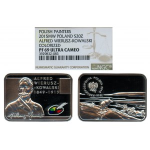 20 złotych 2015, Polscy Malarze XIX/XX w. - Alfred Wierusz-Kowalski - NGC PF69 ULTRA CAMEO