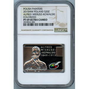 20 złotych 2015, Polscy Malarze XIX/XX w. - Alfred Wierusz-Kowalski - NGC PF69 ULTRA CAMEO
