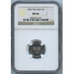 PRL, 5 groszy 1963 - NGC MS66