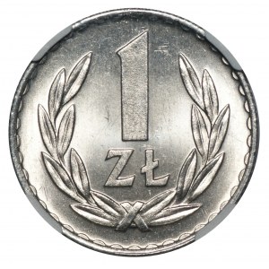 PRL, 1 złoty 1975, znak mennicy - NGC MS66