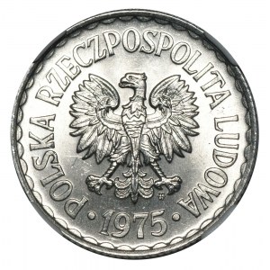 PRL, 1 złoty 1975, znak mennicy - NGC MS66