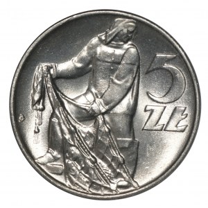 PRL, 5 złotych 1974 Rybak - NGC MS66