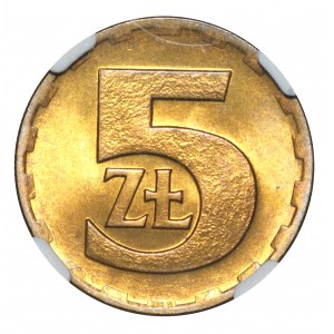 PRL, 5 złotych 1975 - NGC MS66
