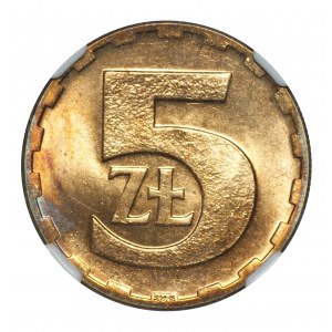 PRL, 5 złotych 1977 - NGC MS66