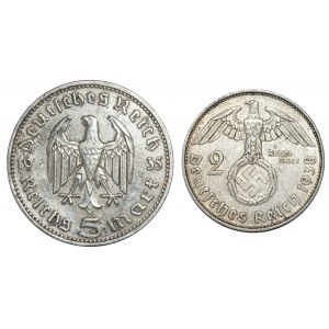 Niemcy, III Rzesza, Zestaw 2-5 marek 1935-38