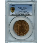 PRL, 10 złotych 1964 - PCGS MS66