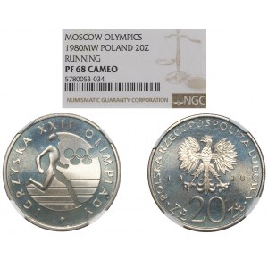 PRL, 20 złotych 1980 Olimpiada Moskwa - NGC PF68 CAMEO