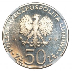PRL, 50 złotych 1980 Bolesław I Chrobry - NGC PF67 ULTRA CAMEO