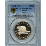 PRL, 100 złotych 1978 Ochrona środowiska - Bóbr - PCGS PR69 CAMEO