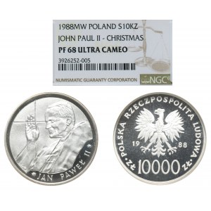 PRL, 10.000 złotych 1988 Jan Paweł II - NGC PF68 ULTRA CAMEO