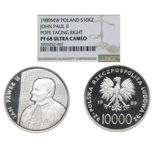 PRL, 10.000 złotych 1989 Jan Paweł II - NGC PF68 ULTRA CAMEO
