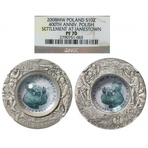 10 złotych 2008, 400 lat osadnictwa w Ameryce Północnej - NGC PF70