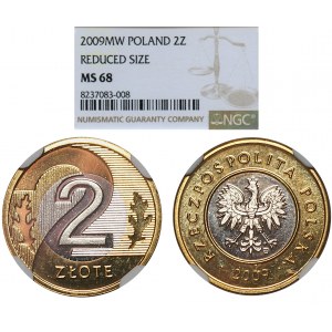 2 złote 2009 miniatura - NGC MS68