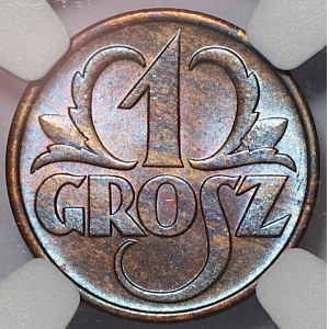 II RP, 1 grosz 1939 - NGC MS64 RB
