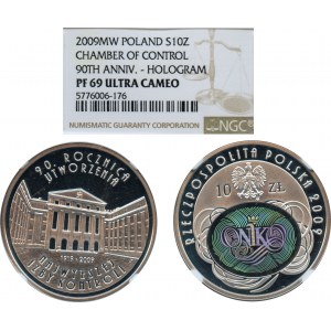 10 złotych 2009, 90 Rocznica utworzenia NIK - NGC PF69 ULTRA CAMEO
