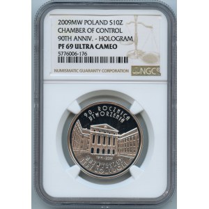 10 złotych 2009, 90 Rocznica utworzenia NIK - NGC PF69 ULTRA CAMEO