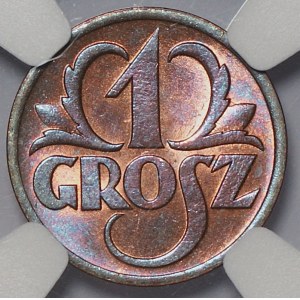 II RP, 1 grosz 1939 - NGC MS65 RB