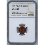 II RP, 1 grosz 1939 - NGC MS65 RB