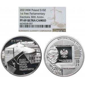 10 złotych 2021, Wolne Wybory - NGC PF 69 ULTRA CAMEO