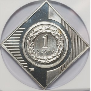 1 złoty 2005 SREBRNA KLIPA, Dziesięć lat obiegu - NGC MS67