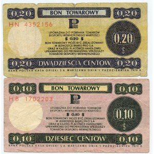 PEWEX - 0,20 centów i 0,10 centów 1979 - seria HN i HB - zestaw 2 sztuk