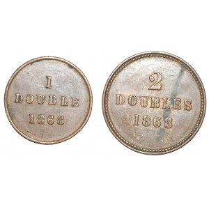 Wielka Brytania, Guernsey, Zestaw 1 i 2 double 1868