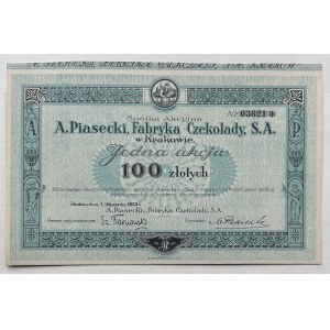 A. Piasecki, Fabryka Czekolady S.A., 100 złotych 1933