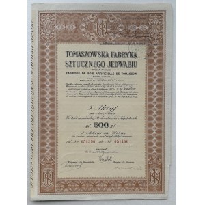 Tomaszowska Fabryka Sztucznego Jedwabiu, 5 x 600 złotych