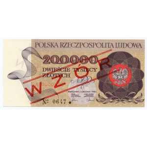 200.000 złotych 1989 - seria A 0000000 - WZÓR No 0647*