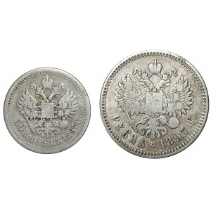 Rosja, Mikołaj II, Zestaw 50 kopiejek i 1 rubel 1897