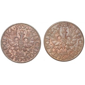 II RP, 5 groszy 1939, zestaw 2 sztuk monet