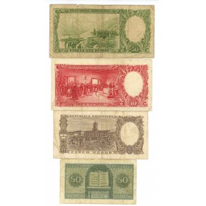Argentina, 50 centavos e 2, 10 e 20 pesos (ND) - serie di 4 banconote