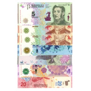 Argentyna, 5 pesos - 100 pesos (ND) - zestaw 7 sztuk