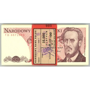 PACZKA BANKOWA 100 sztuk - 100 złotych 1988 - seria TD