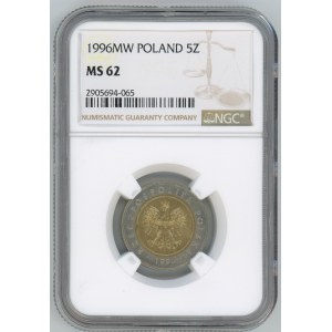 III RP, 5 złotych 1996 - NGC MS 62