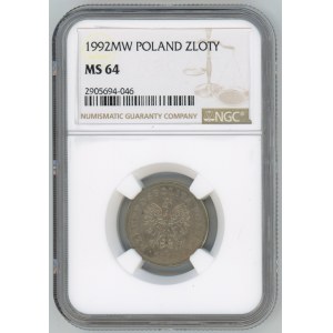 Third Republic, 1 zloty 1992 - NGC MS 64
