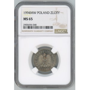 III RP, 1 złoty 1994 - NGC MS 65