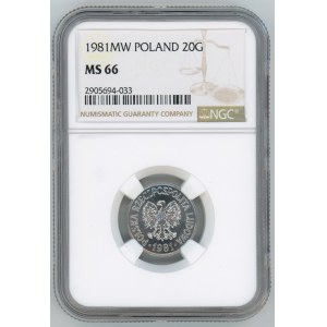 PRL, 20 pennies 1981 - NGC MS 66