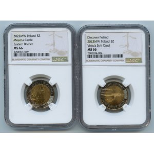 III RP, 5 zl. 2023 , 2022 - NGC MS66 - sada 2 mincí