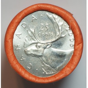 Kanada, 25 centów 2005 Karibu - Rolka Bankowa o wartość 10 $