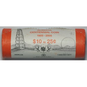 Kanada, 25 centov 2005, 100. výročie Alberty - 10 USD mincovňa