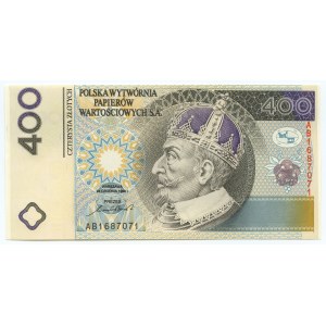400 złotych 1996 - banknot studyjny PWPW - bez nadruków