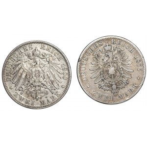 Niemcy, Prusy, Zestaw 2 marki 1877 i 1900