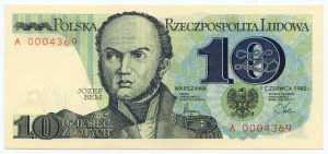 10 zloty 1982 - series A 0004369