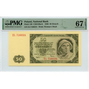 50 zlotých 1948 - série EL - PMG 67