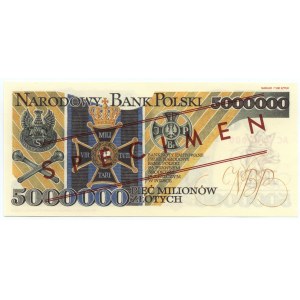 5.000.000 złotych 1995 - REPLIKA - seria AC 0000000, No 93, WZÓR/SPECIMEN