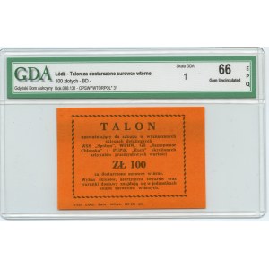 LODZ, Talon for delivered recyclables 100 zloty, GDA 66 EPQ