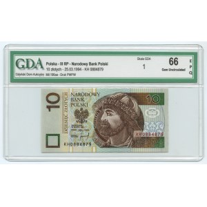 10 zlotých 1994 - Série KH 0884879 - GDA 66 EPQ