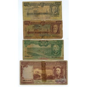 Angola, 20, 50 and 1000 escudos 1926, set of 4 banknotes